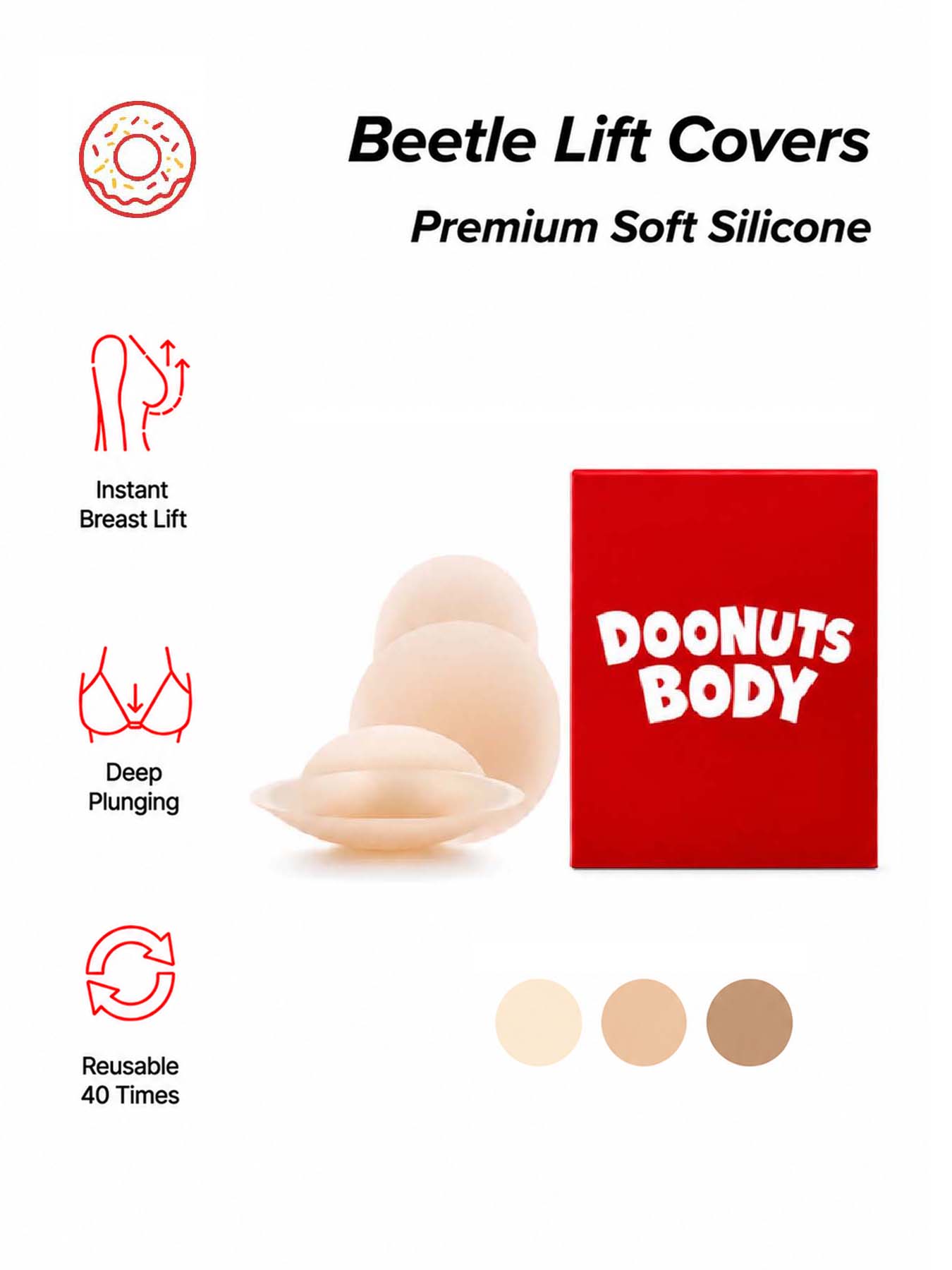 Push Up Bra Silicone - DOONUTS Copricapezzoli invisibili per il sollevamento